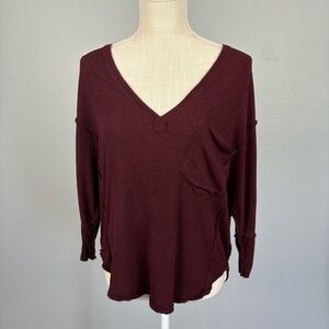 We The Free Golden Gate Tee Wine Oversized Loose Fit Tee XS Boho Gremlincore